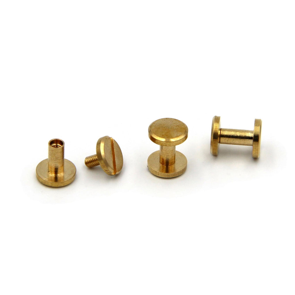 Chicago Pin Rivet Leather Hardware Brass Screw Chicago Rivets 10x8mm – Metal Field Shop