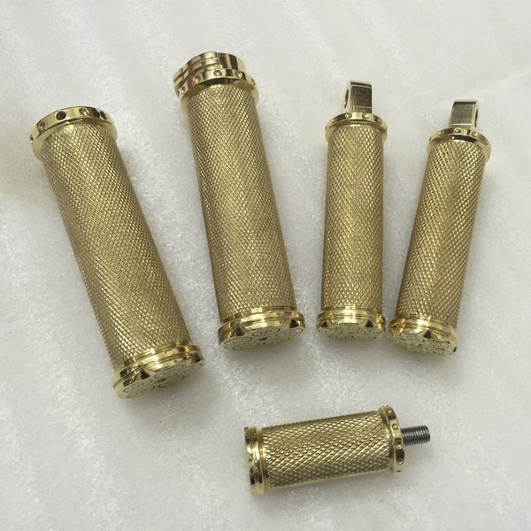 Motorcycle Brass Handlebar Grips+Foot Pedal+Shift Peg 5pcs/Set Custom Bullets Brass Grips - motor hand grip