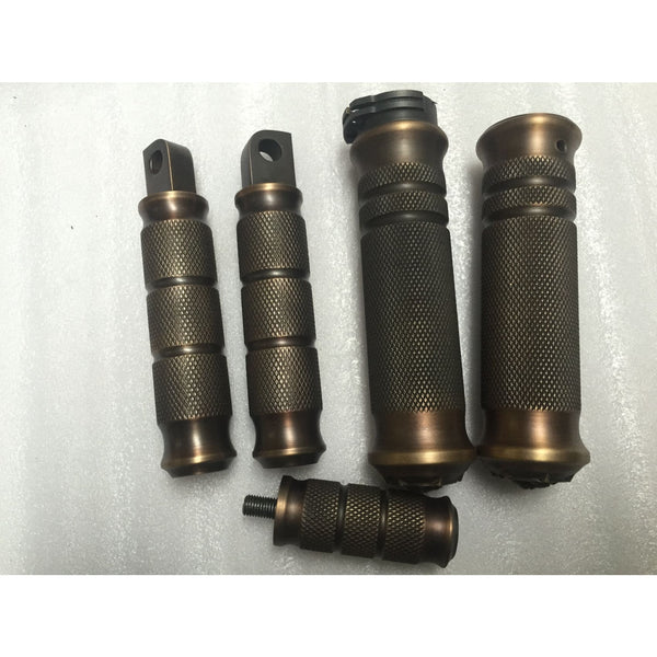 Motorcycle Custom Anti-Bronze Hand Grips+Foot Pedal+Shift Head For Iron 883 - motor brass hand grip