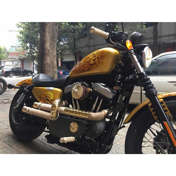 Motorcycle Custom Brass Hand Grips+Foot Pedal+Shift Head For Iron 883,Sportster Forty Eight XL 1200 - Brass Hand Grips