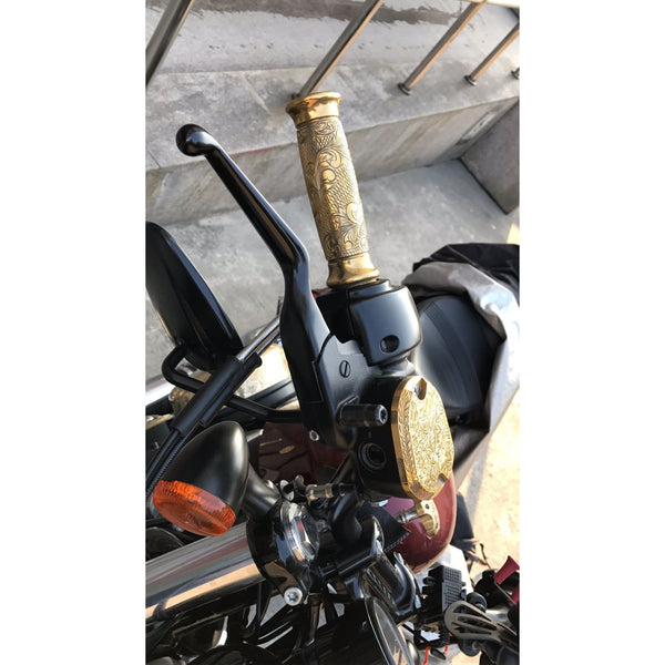 Motorcycle Retro Brass Decoration Hand Grip+Foot Peg+Shift Peg,Hand Engraved - HARLEY BRASS PARTS