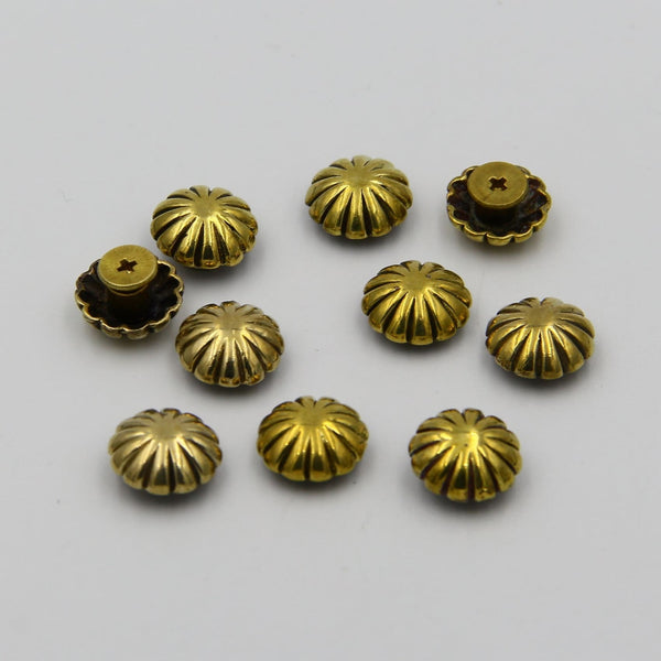 Pumpkin Conchos Leather Craft Decoration Accessories,Brass&Silver Color,Screwback Rivets - Metal Field