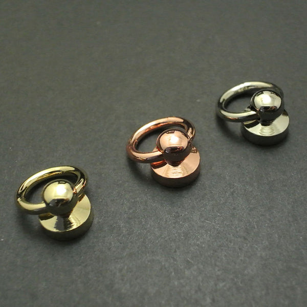 Rose Gold/Gold/Silver Swivel Ring Loop Rivets Leather Screws with Loop - Rivets