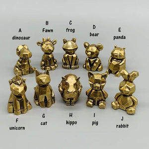 Sculpture Animals Ornament Desk Decoration Diamond Cut Brass