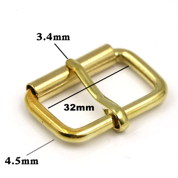 Solid Brass Rolling Bar Buckle Leather Strap Fastener Closure 32mm - 1pcs - Belt Buckles Brass