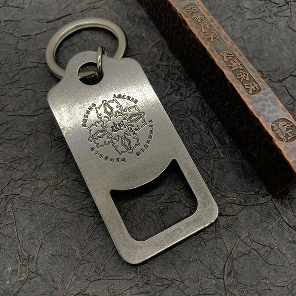 Stainless Beer Bottle Opener Keychain Key Ring - Rings / Split Key Rings