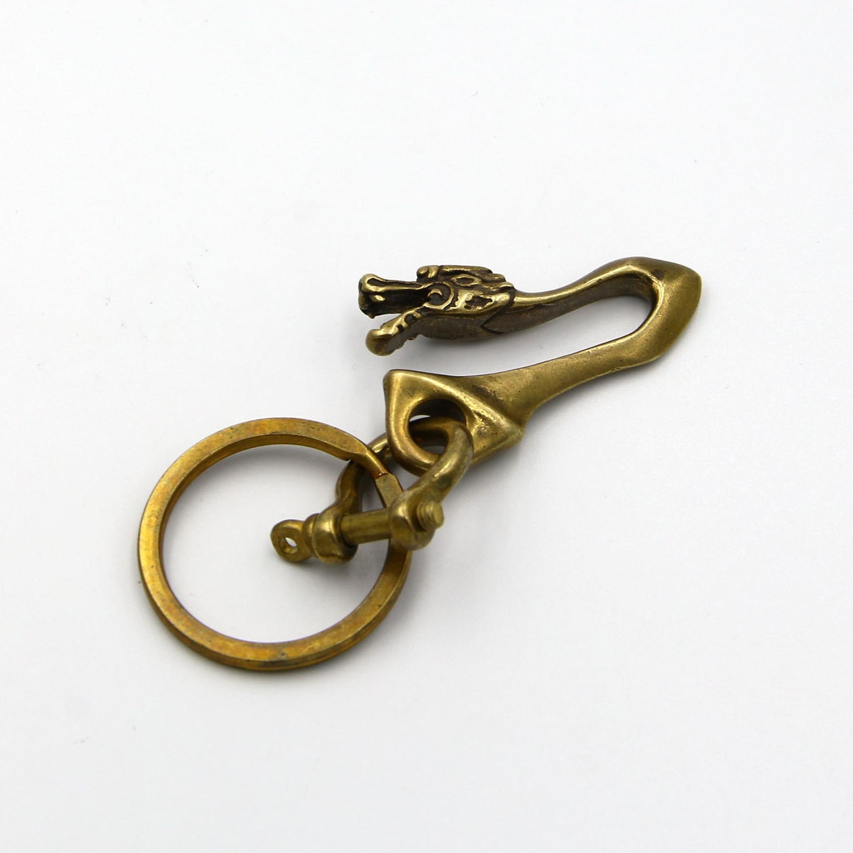 Vintage Dragon Keychain Designer Rerto Cool for Mens Holder Brass